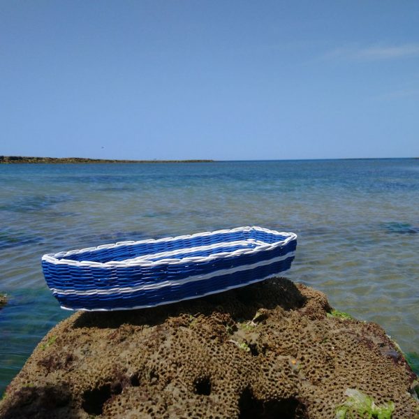 barque pêche bleu et blanc
