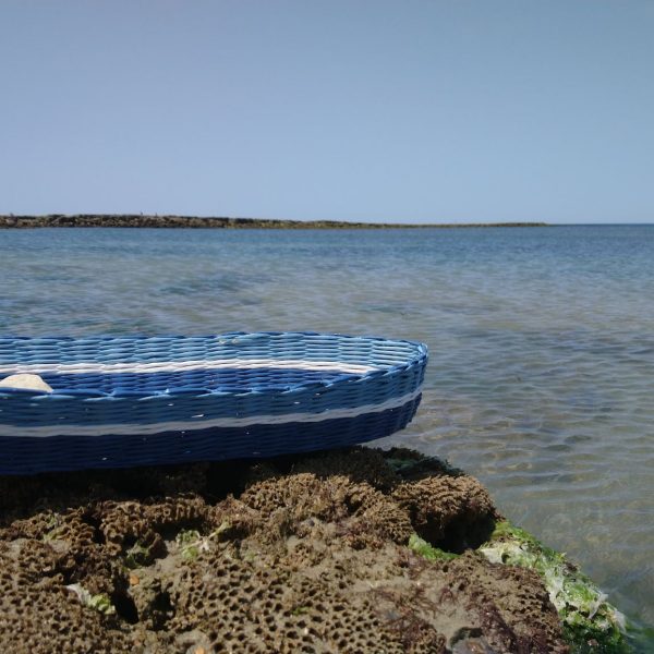 barque eco vannerie bleu blanc