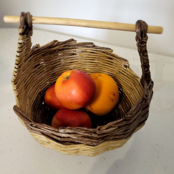 panier rond à supendre bois et brun