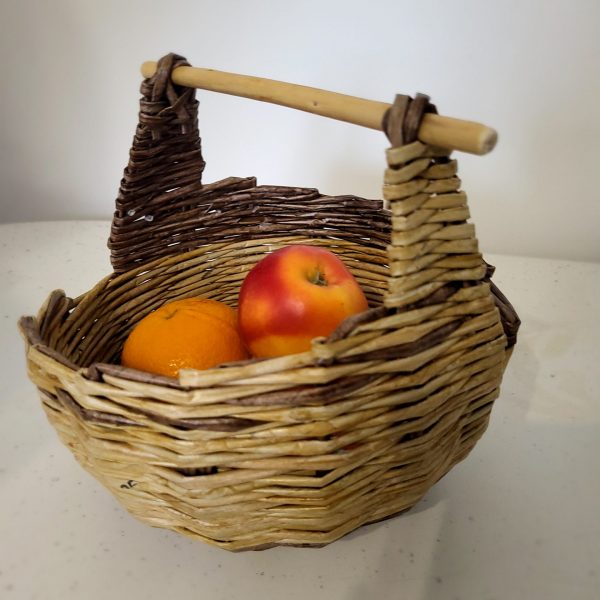 panier rond eco vanneriebrun et bois