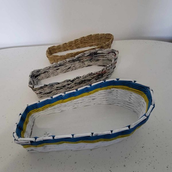 bateau bois bleu blanc jaune eco vannerie