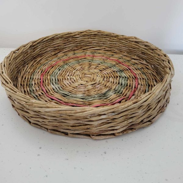 plateau rouge vert bois eco vannerie