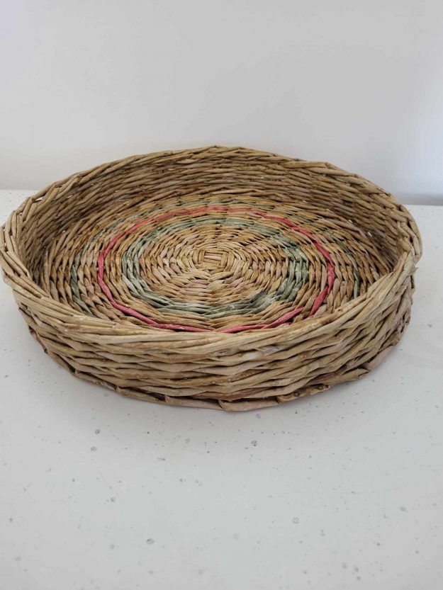 plateau rouge vert bois eco vannerie